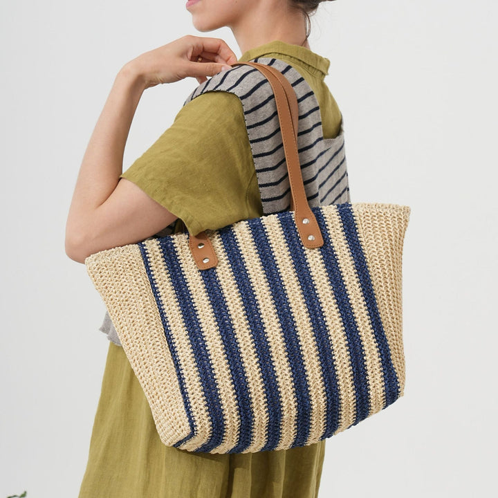Handcrafted beach bag with structured stripe pattern Kalsten