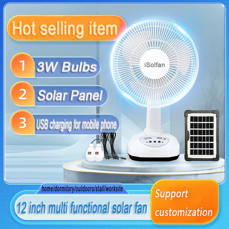 Women's portable solar-powered fan with integrated LED lighting Kalsten