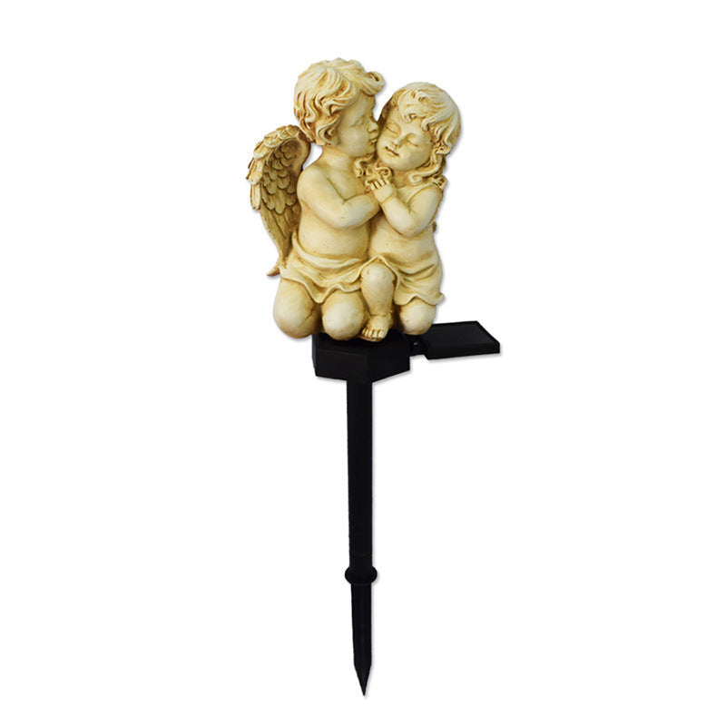 Decorative Solar Garden Stake Statue Resin Girl Figurine With Integrated Solar LED And Weatherproof Spike Kalsten