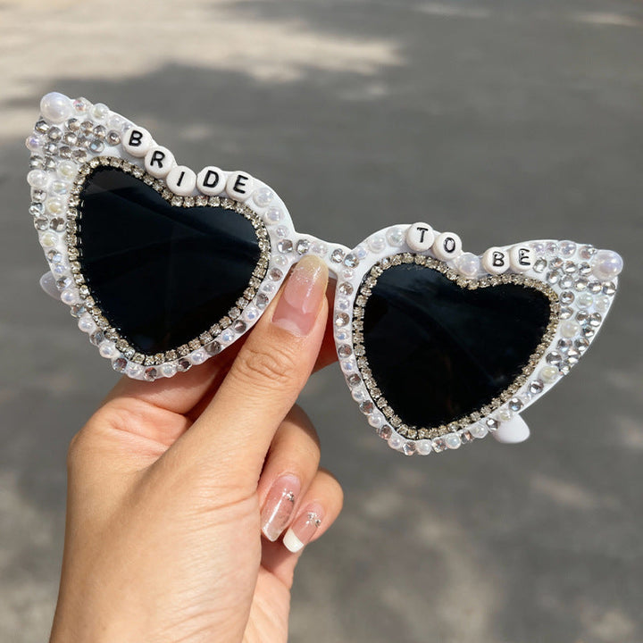 Heart-Shaped Pearl-Embellished Sunglasses Kalsten