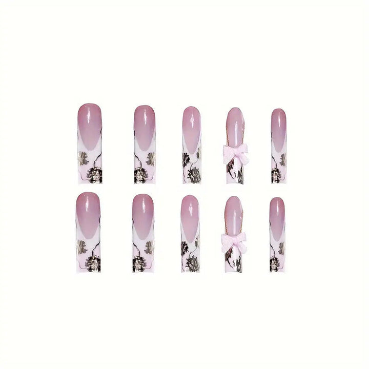 Floral Accent Decorative Press-On Nails Kalsten