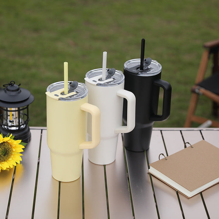 Unisex Insulated Drinking Cup with Handle and Integrated Straw Kalsten