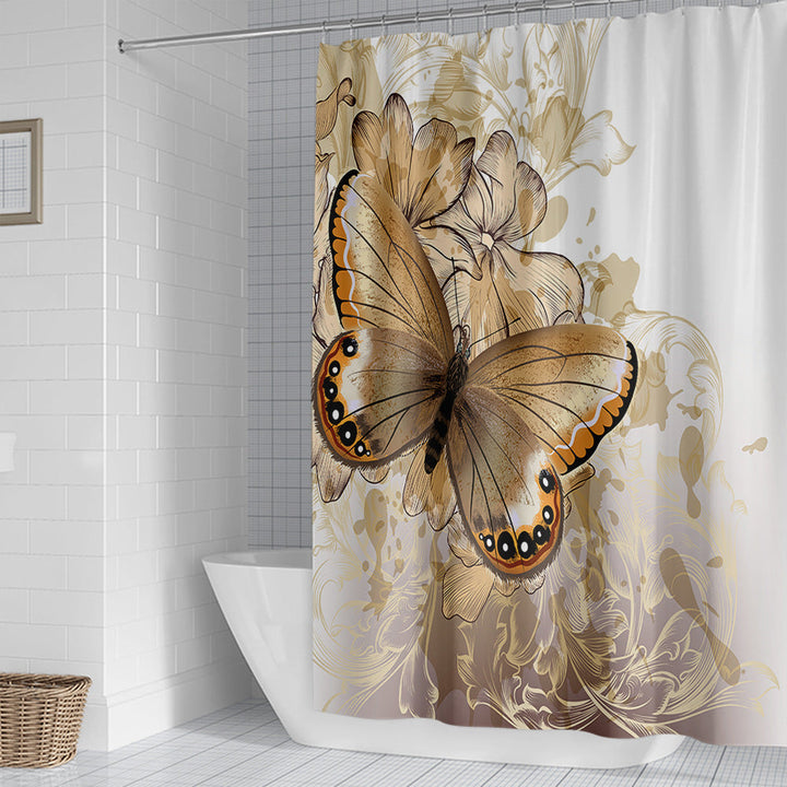 Butterfly-Inspired Floral Shower Curtain Kalsten
