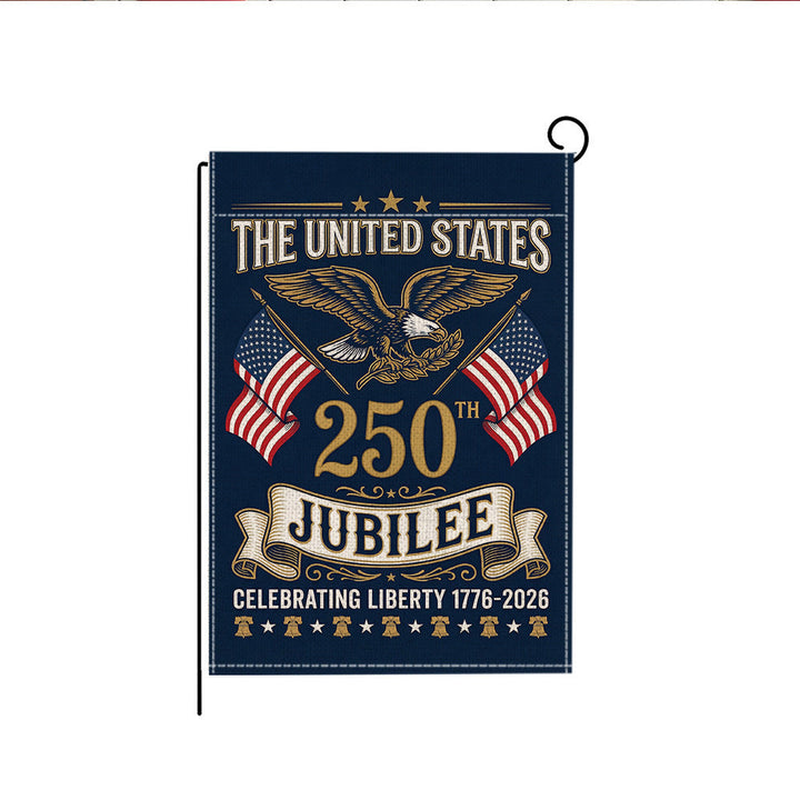 Distressed Vintage American Flag Garden Banner With Statue Of Liberty Motif Double-Sided Polyester