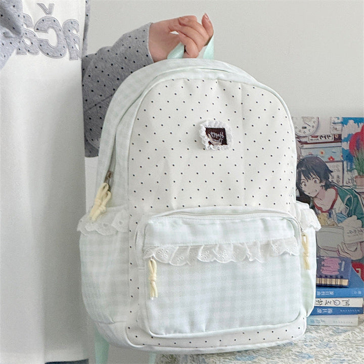 Charming Gingham Patterned School Backpack