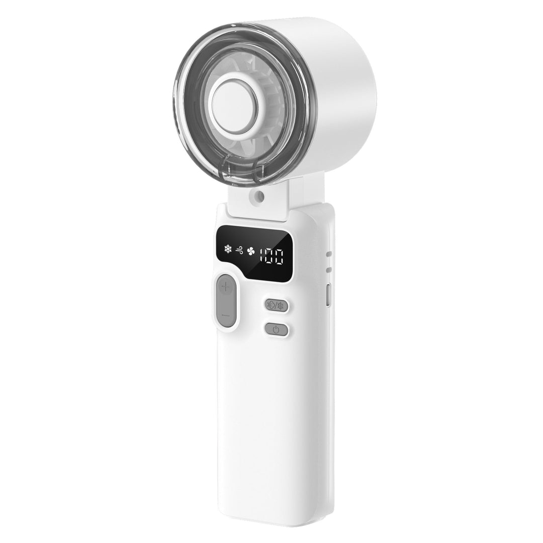 Cooling rechargeable handheld digital display misting mini fan with adjustable tilt and USB-C charging Kalsten