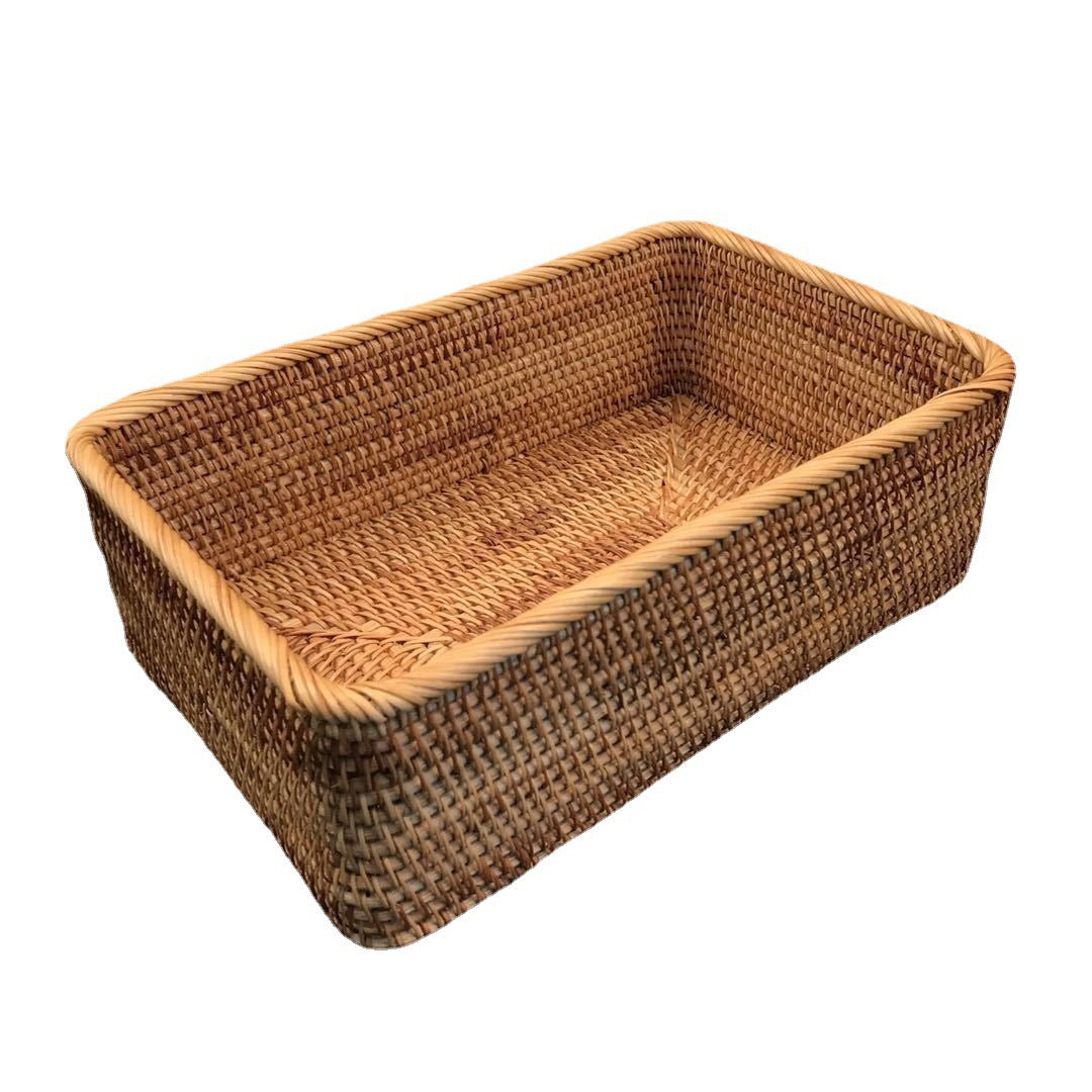 Women rectangular storage basket made of handwoven natural material Kalsten