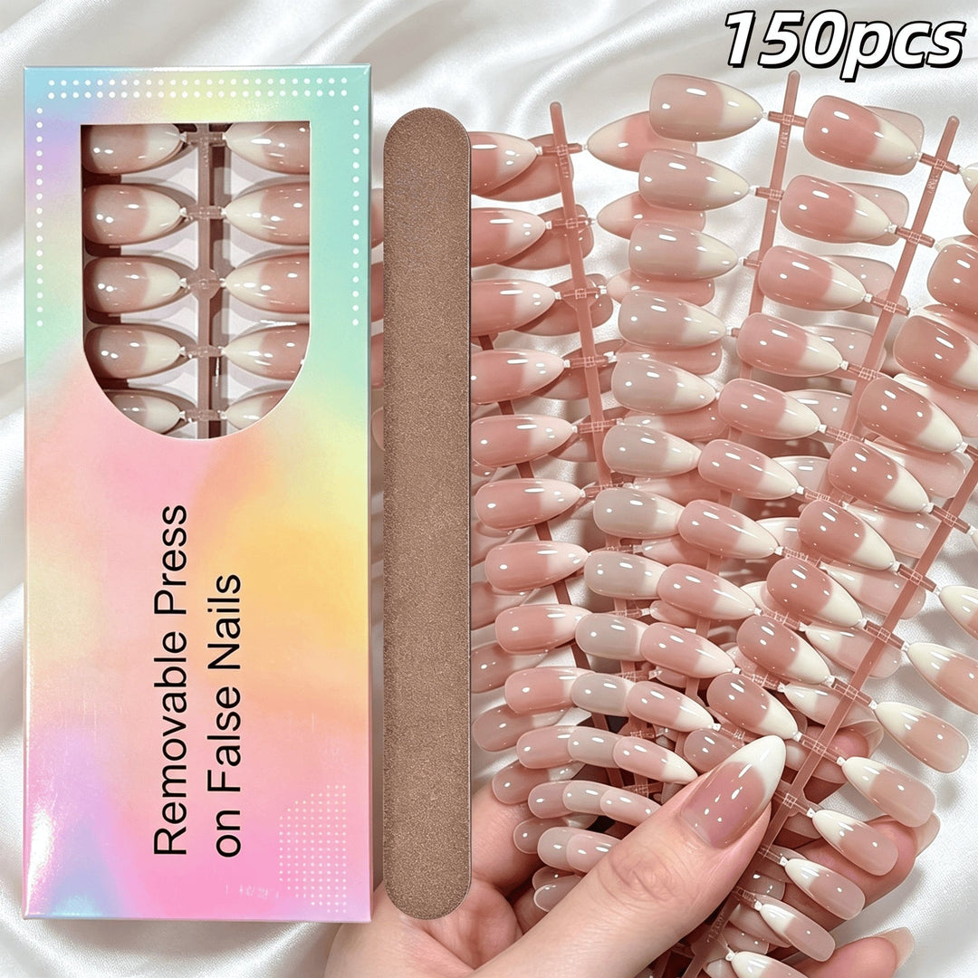 Removable Press-On Nail Set with French Tip Design Kalsten