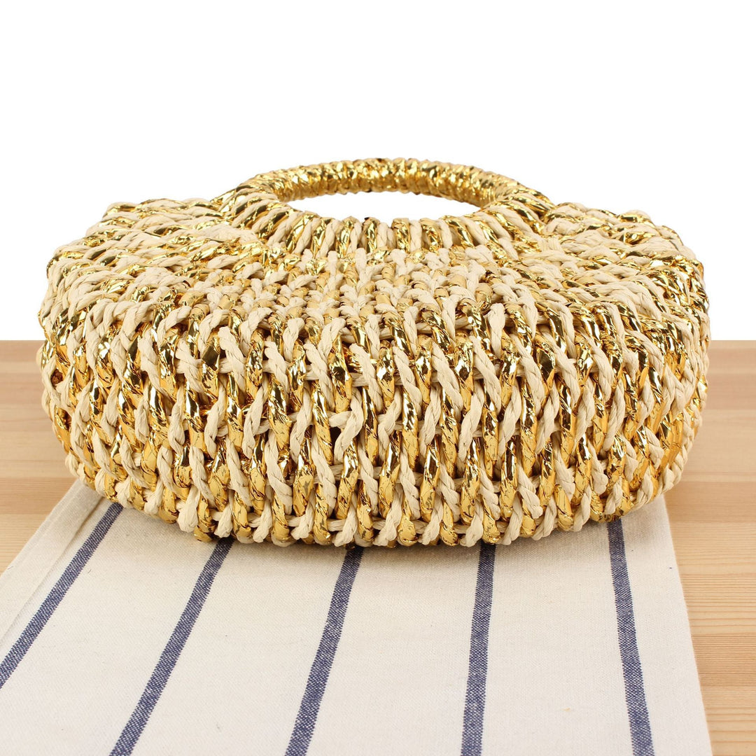 Stylish Woven Shoulder Bag with Round Handle Kalsten