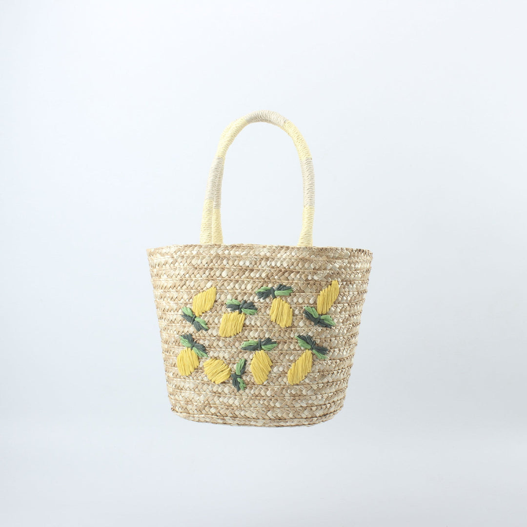 Basket bag with hand-embroidered lemon motif Kalsten