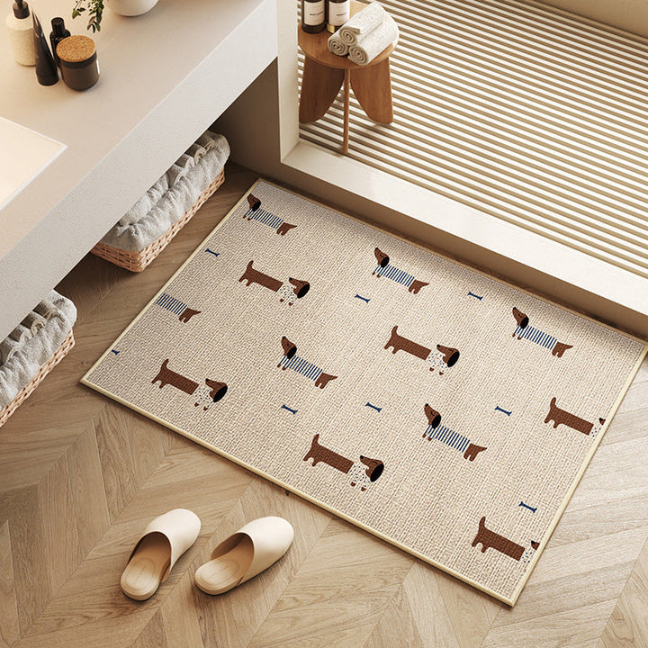 Playful Dachshund-Themed Bath Mat Kalsten