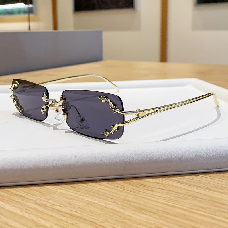 Women's fashionable sunglasses with delicate metal frame and transparent lenses Kalsten