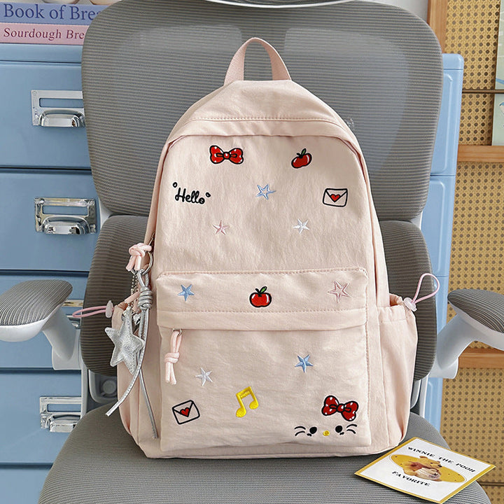Cute Cartoon-Embroidery School Backpack