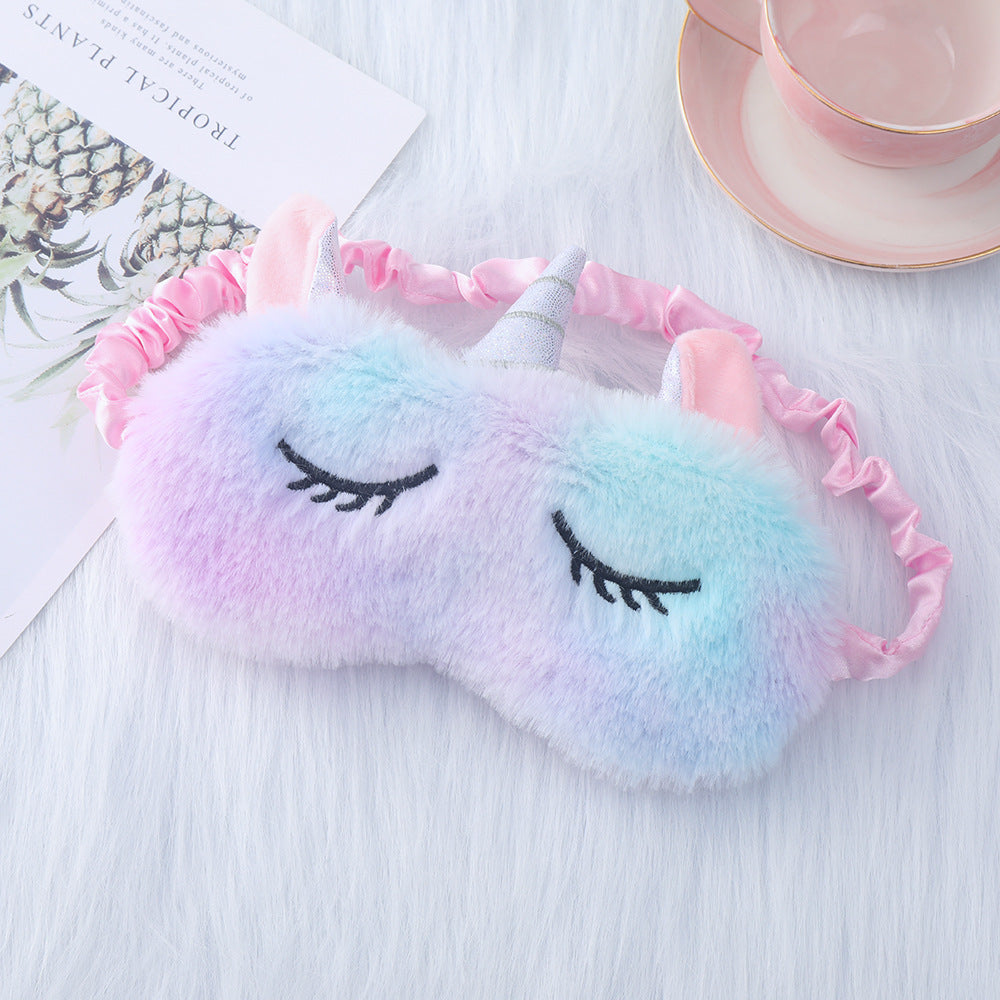 Ladies nan cozy unicorn sleep mask with embroidered eyelashes, soft plush and elastic ruffled ribbon Kalsten