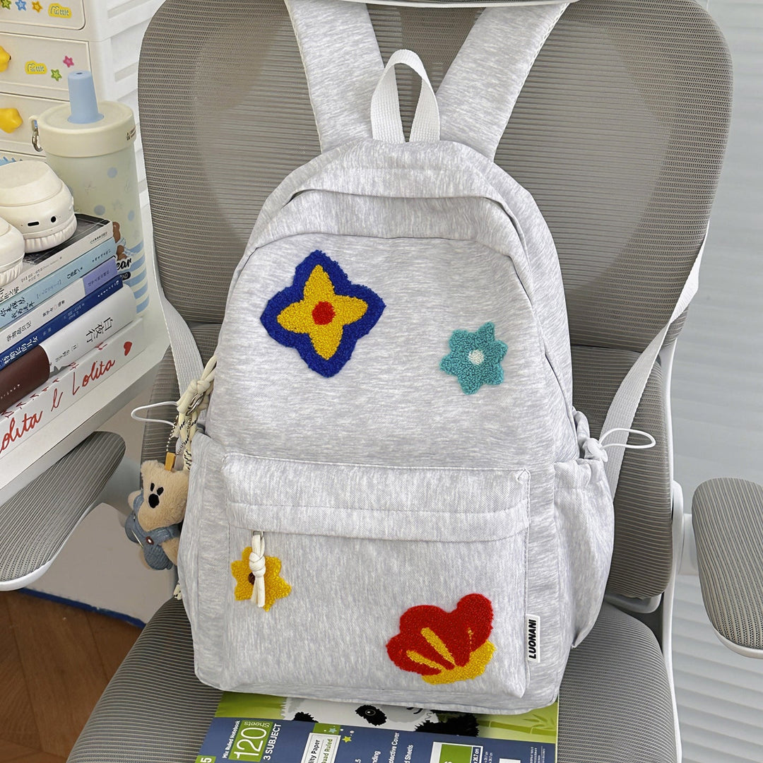 Floral Embroidered School Backpack
