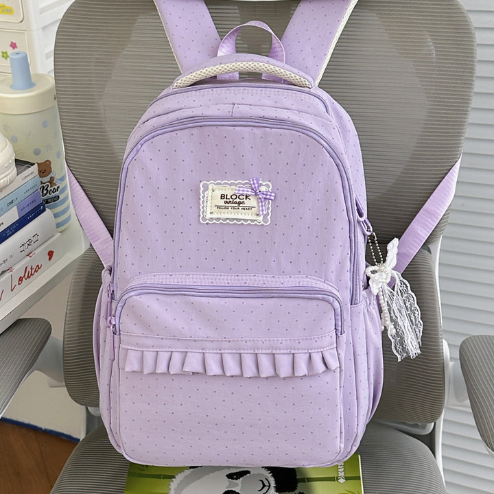 Cute Ruffled Patterned School Backpack