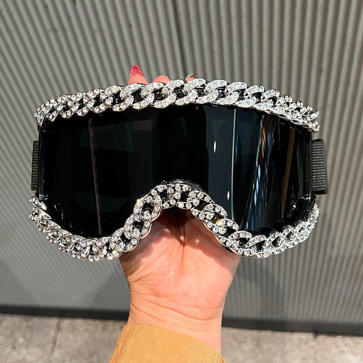 Women's fashionable ski goggles with rhinestone decorated frame Kalsten