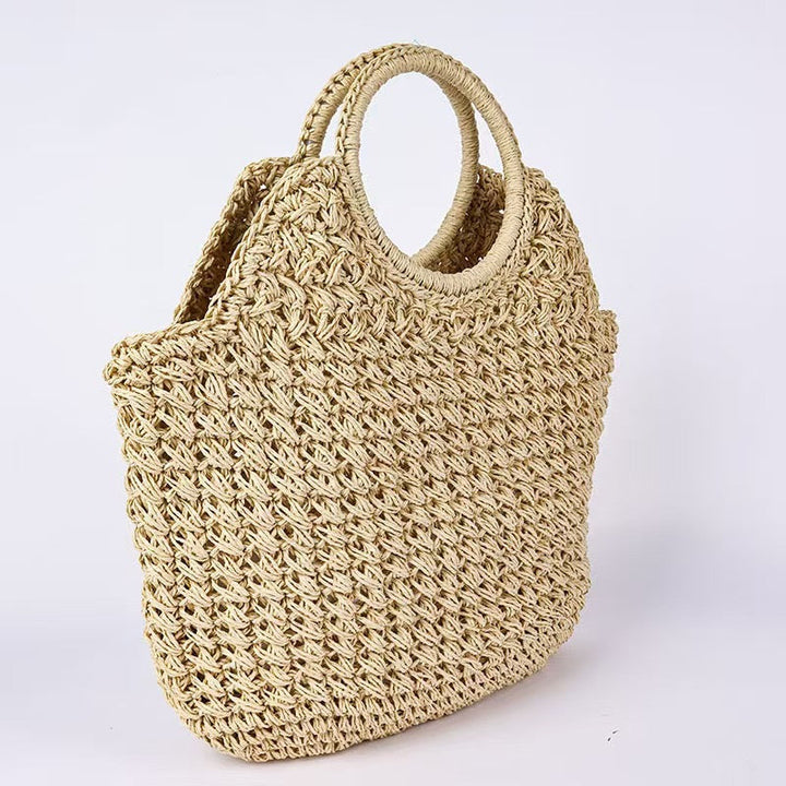 Hand-knotted straw bag with round handle Kalsten