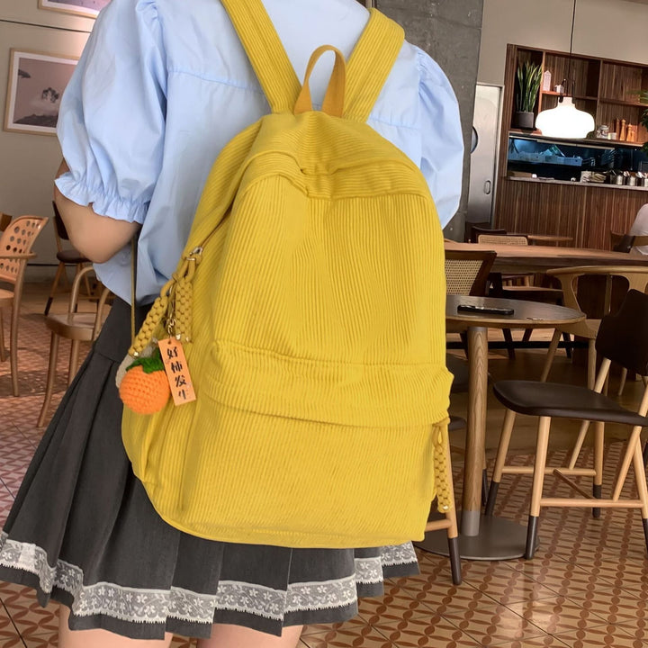 Textured Corduroy Laptop Backpack Kalsten