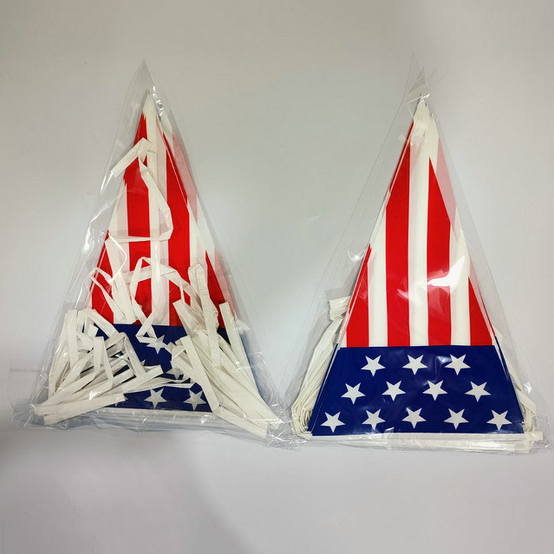 Independence Day outdoor patriotic triangle pennant bunting garland with reinforced tie tape Kalsten