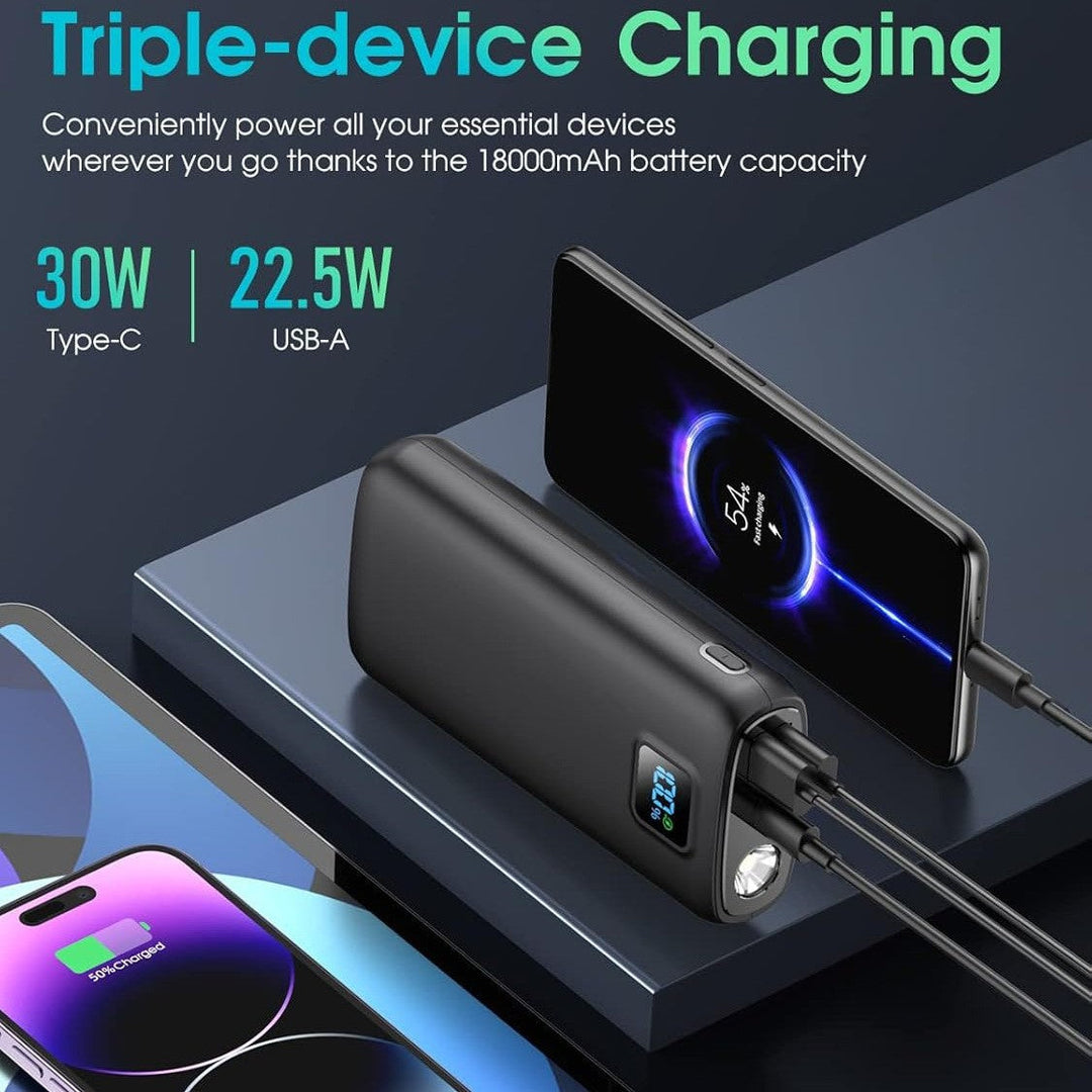 Portable power bank with digital charging display and LED lamp Kalsten