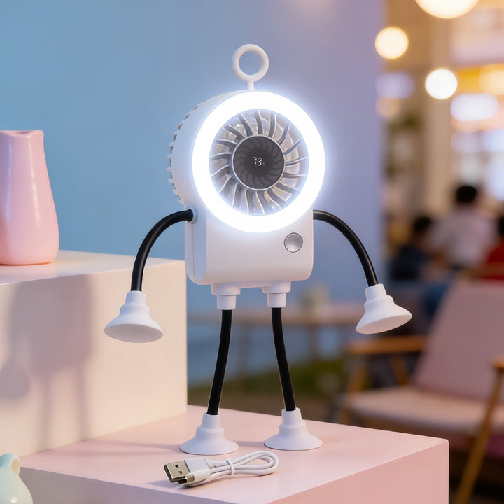 Ladies creative table fan with LED light and ergonomic design Kalsten