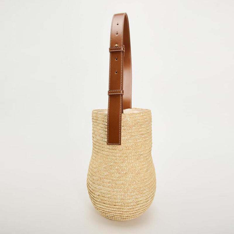 Handmade basket bag with elegant leather strap Kalsten