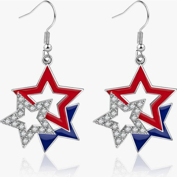 Ladies playful star earrings with crystal embellishment and hook closure Kalsten