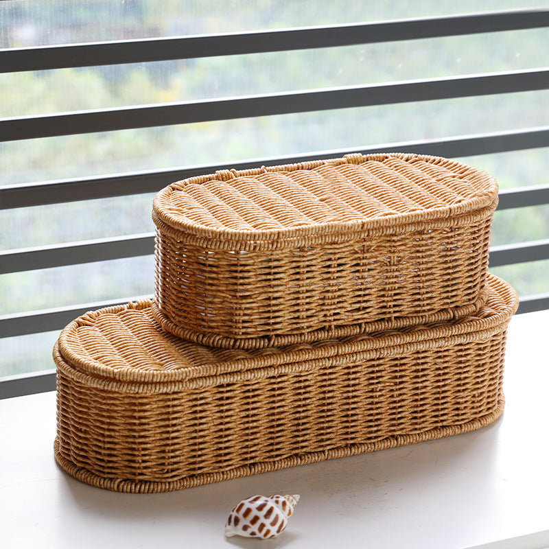 Unisex Oval Storage Basket with Handwoven Structure Kalsten