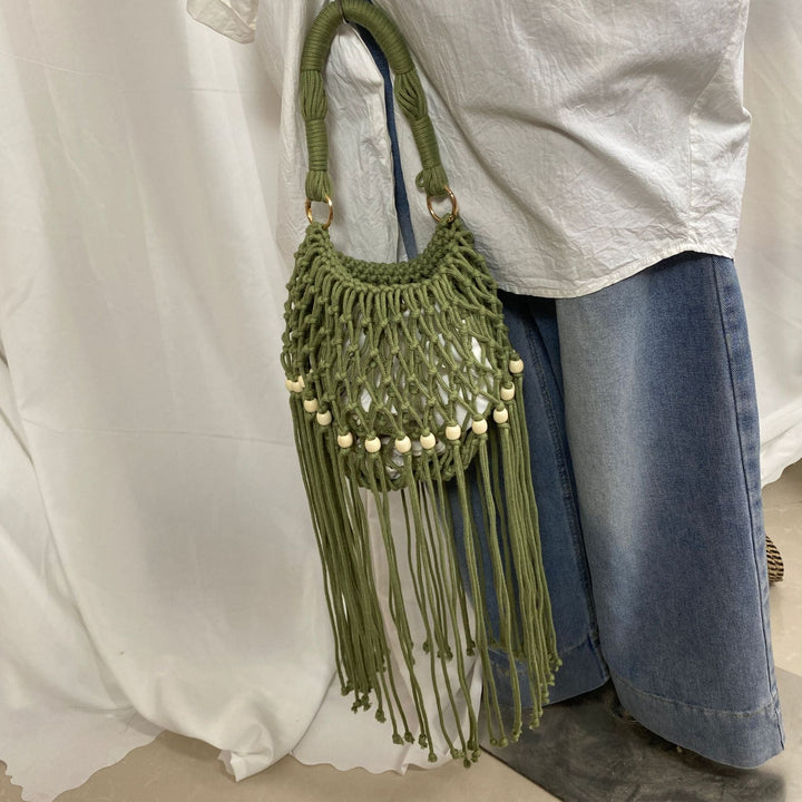 Hand-knotted shoulder bag with tassels Kalsten