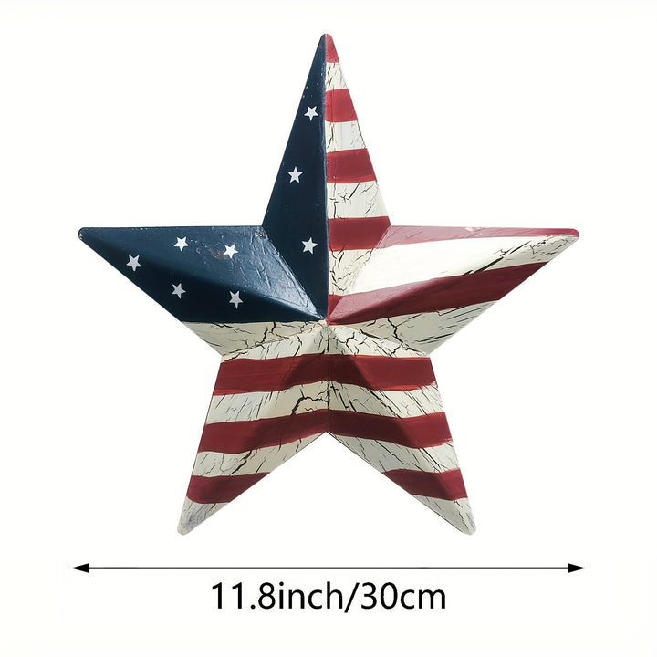 Unisex three-dimensional metal wall star with crackle finish and hanging loop Kalsten