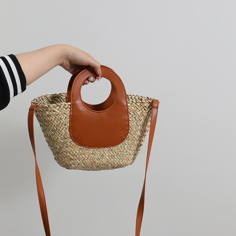Fashionable handbag with combined leather handle Kalsten