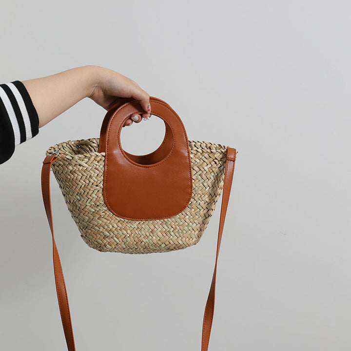 Fashionable handbag with combined leather handle Kalsten