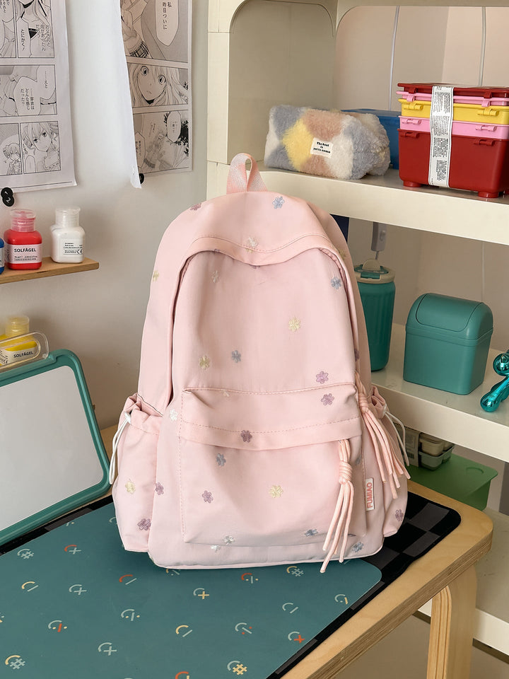 Floral Embroidered Day School Backpack