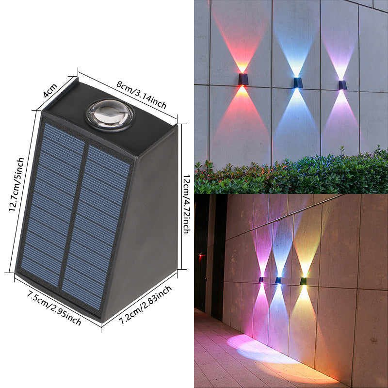 Angled Bi-Directional Solar LED Wall Uplight-Downlight With Integrated Photovoltaic Panel And Prism Lens Kalsten
