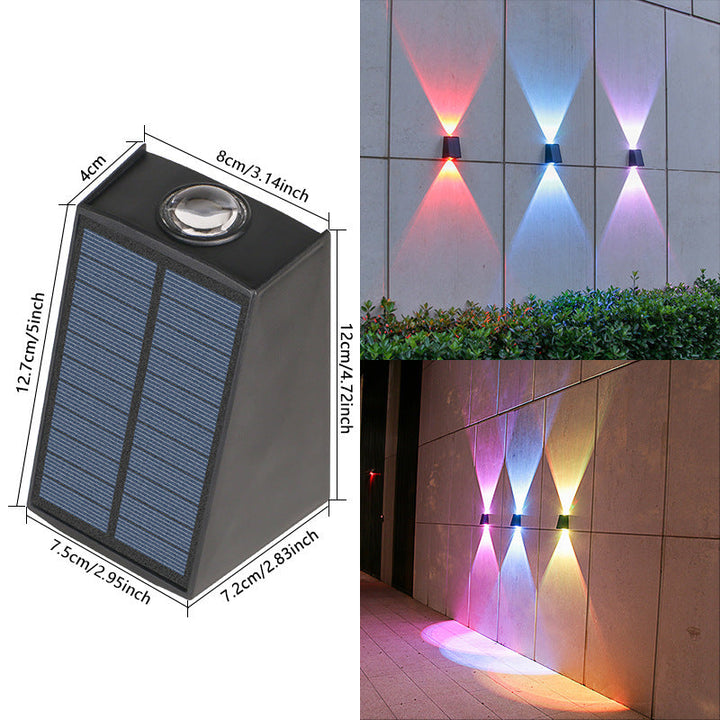 Angled Bi-Directional Solar LED Wall Uplight-Downlight With Integrated Photovoltaic Panel And Prism Lens Kalsten
