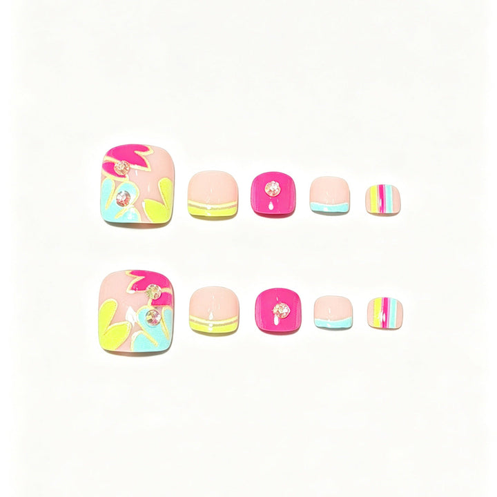 Vibrant Floral Design Press-On Nail Art Kalsten