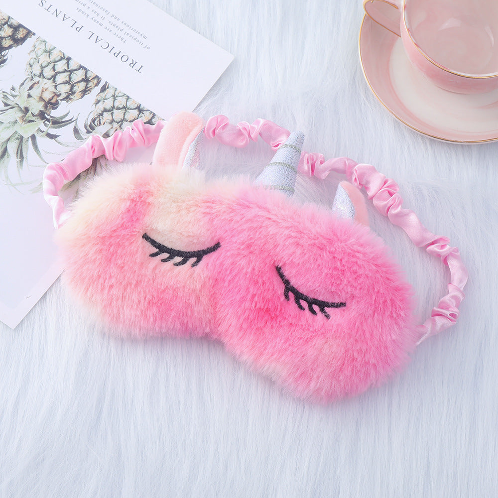 Ladies nan cozy unicorn sleep mask with embroidered eyelashes, soft plush and elastic ruffled ribbon Kalsten