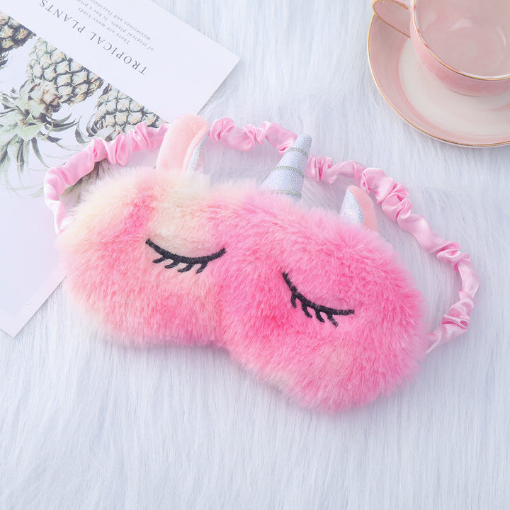 Ladies nan cozy unicorn sleep mask with embroidered eyelashes, soft plush and elastic ruffled ribbon Kalsten
