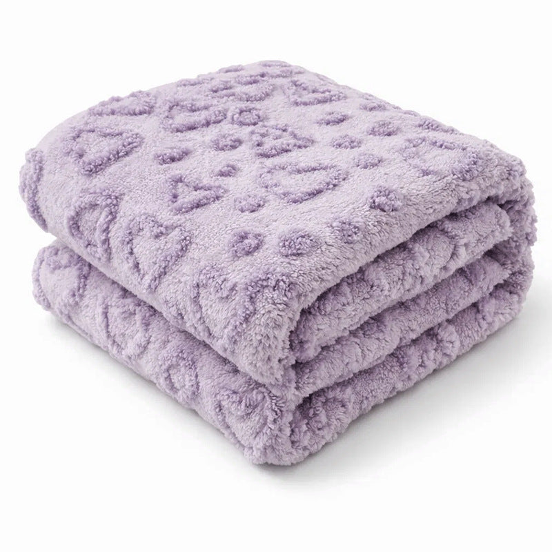 Women's Cozy Fleece Blanket with Heart Design Kalsten