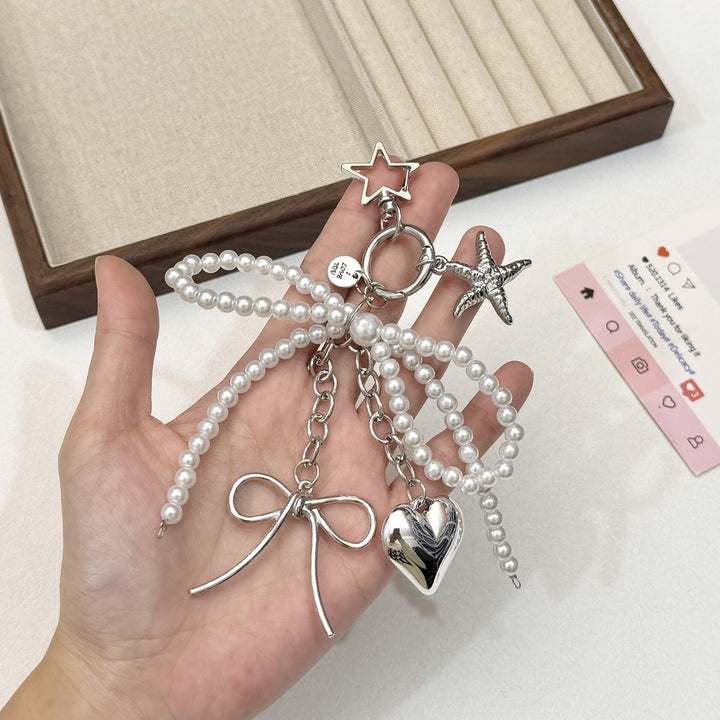 Pearl and Bow Charm Keychain Kalsten
