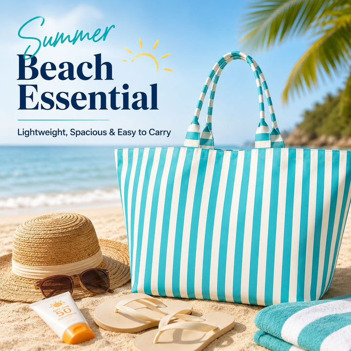 Beach bag with width, water-repellent stripes Kalsten