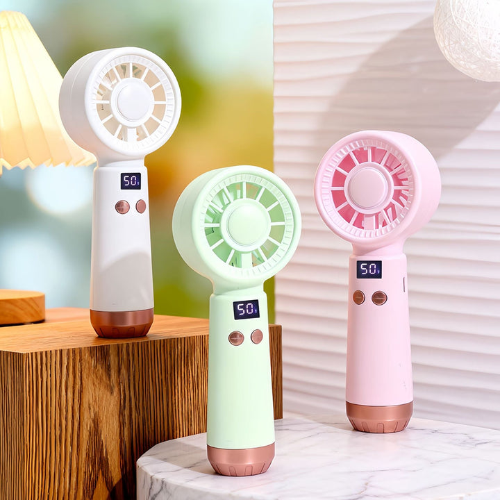 Unisex nan portable hand fan with integrated humidifier function and digital display Kalsten
