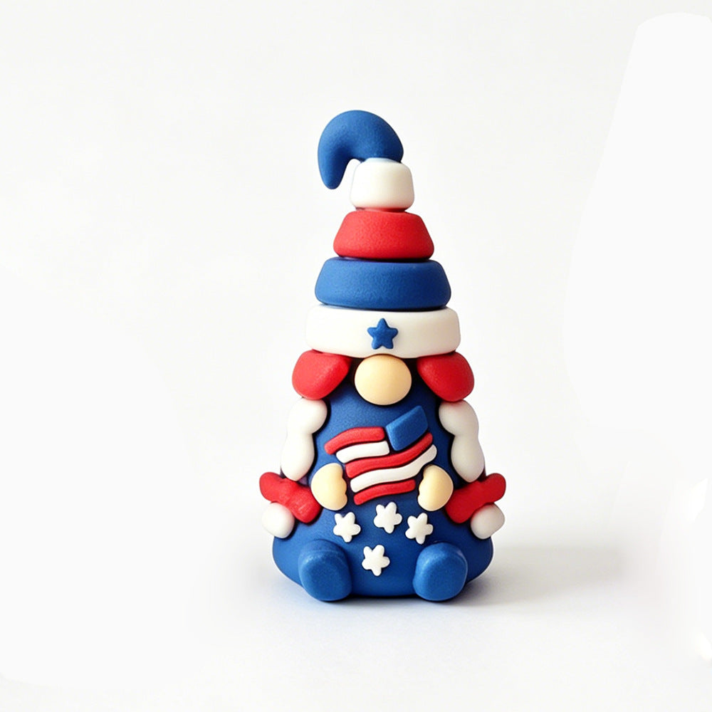 Unisex nan handcrafted decorative gnome set made of air-drying modeling clay with star and heart appliqué Kalsten
