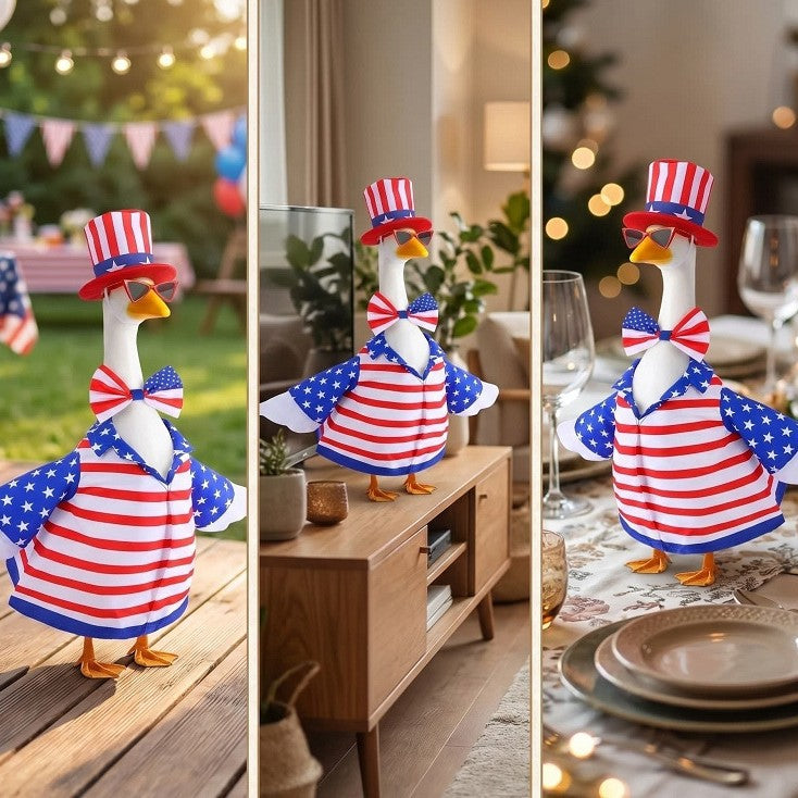 Unisex decorative fabric gander with patriotic costume and removable top hat Kalsten