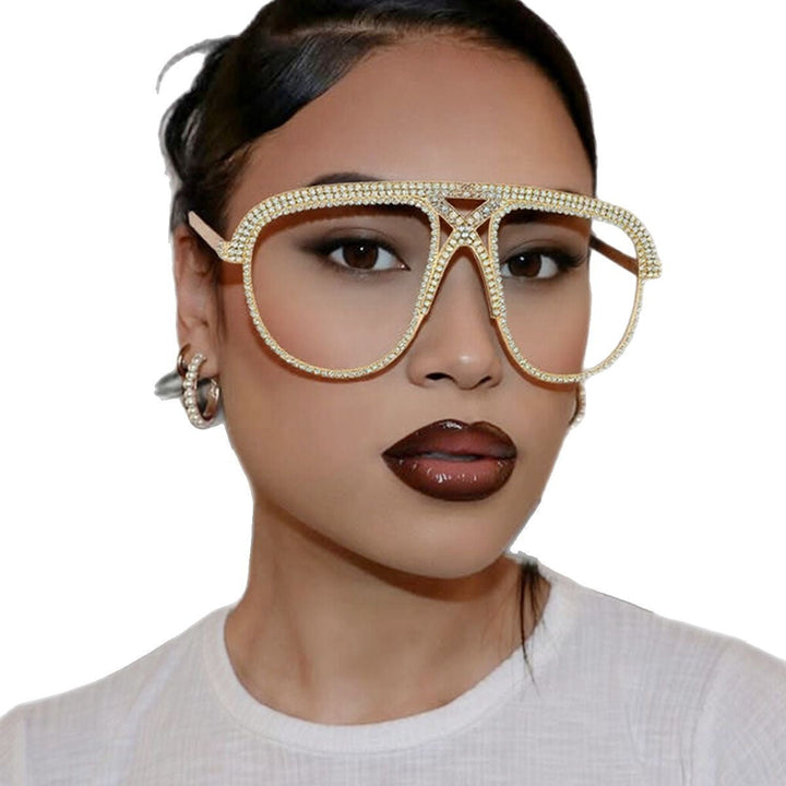 Women's Glamorous oversized Sunglasses with sparkling Crystal frame Kalsten