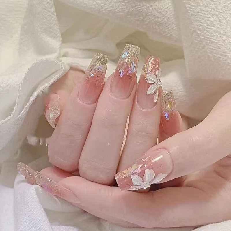 Artificial art nails with heart and glitter elements Kalsten