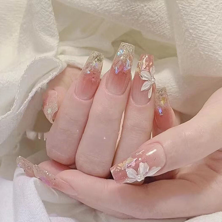 Artificial art nails with heart and glitter elements Kalsten