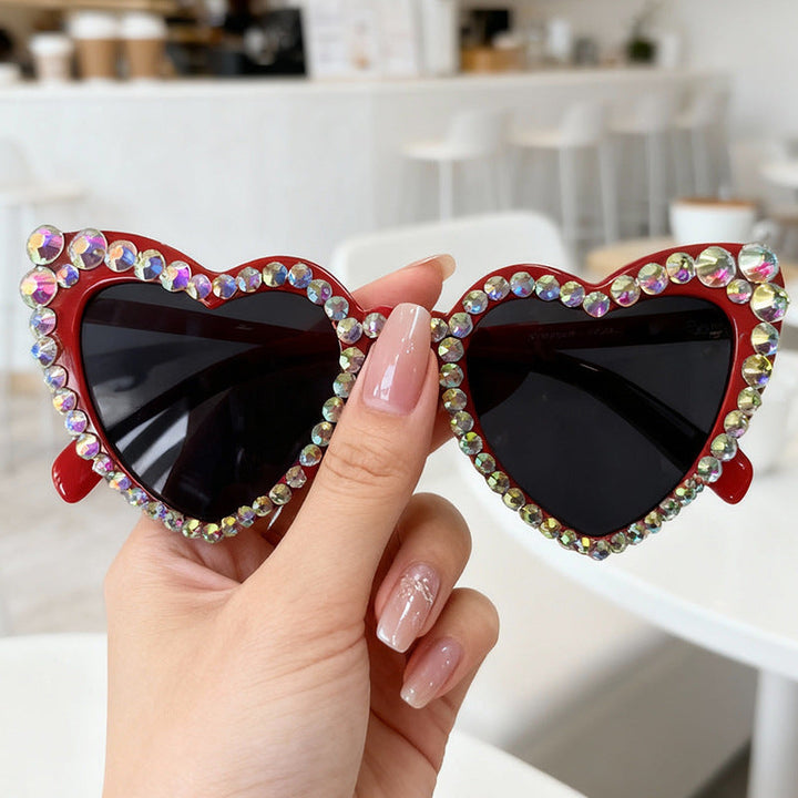 Rhinestone Heart-Shaped Sunglasses Kalsten