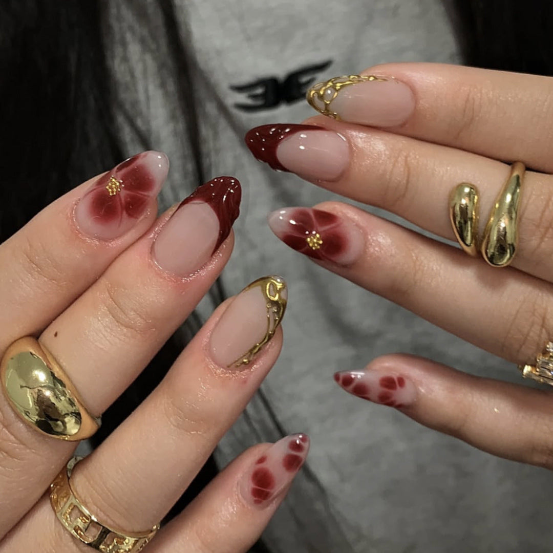 Artistic Floral Press-On Nail Set Kalsten